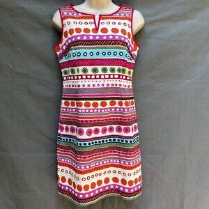Talbots Size 2 Petite Striped Sleeveless Jacquard Notch Neck Dress Multicolored